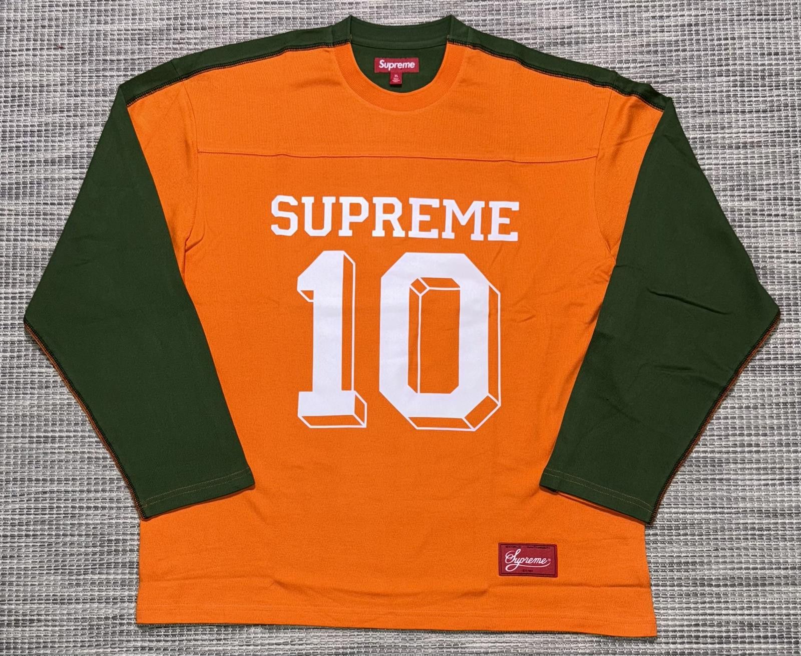 Supreme Supreme Orange Split L/S Football Tee Size US XL / EU 56 / 4 - 1 Thumbnail