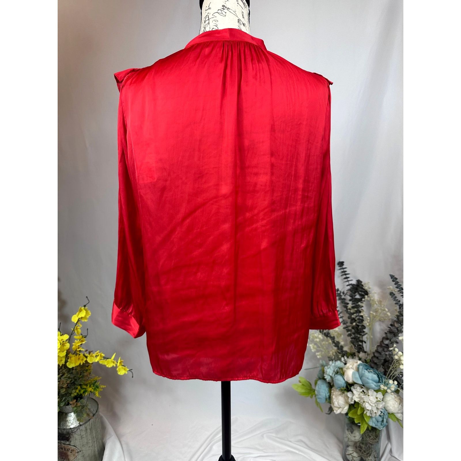 Zadig & Voltaire Zadig & Voltaire Tygg Satin Button Front Blouse Red M Size M / US 6-8 / IT 42-44 - 13 Thumbnail