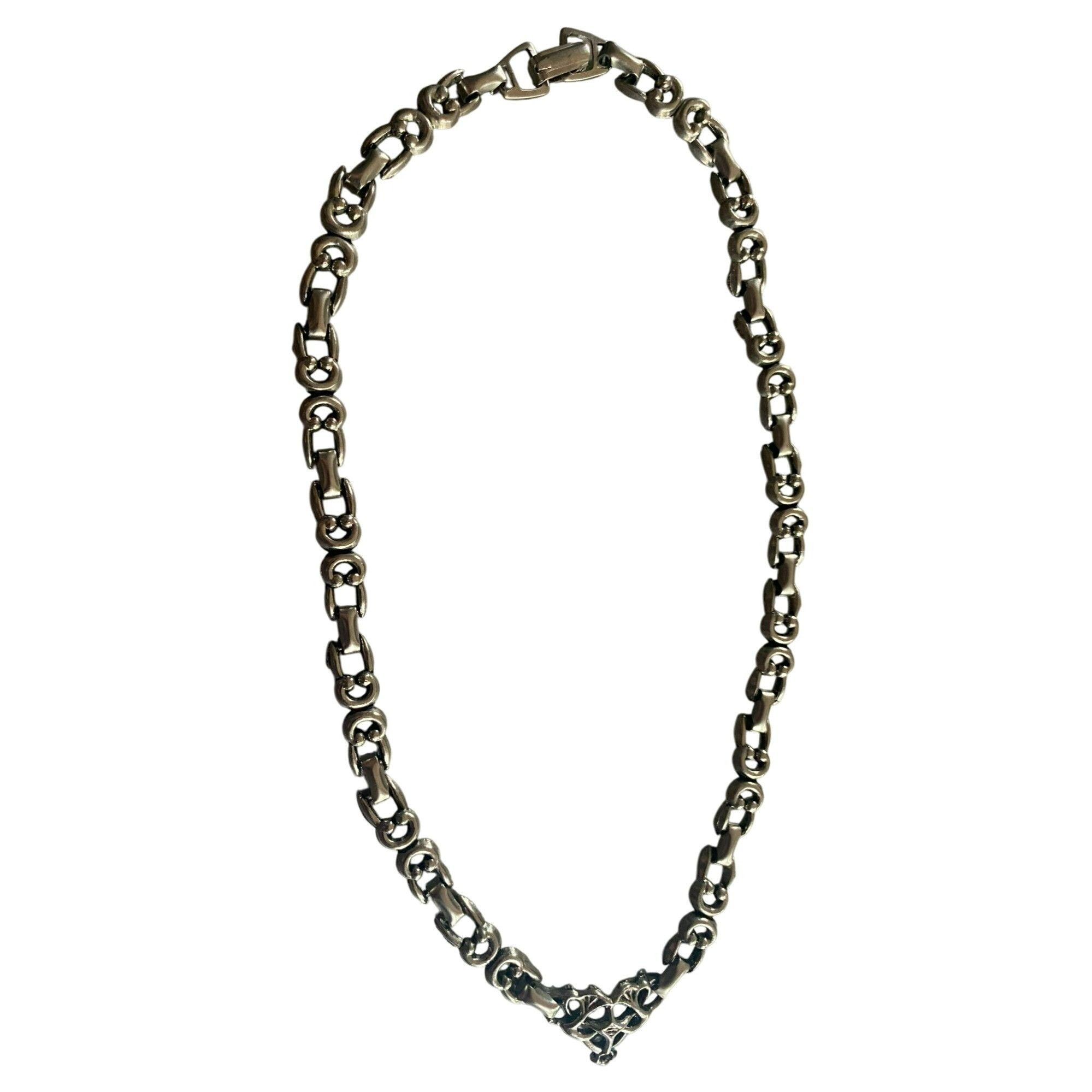 Other Vintage Unique Heavy Silver tone Chain-Link Necklace With Or Size ONE SIZE - 1 Thumbnail