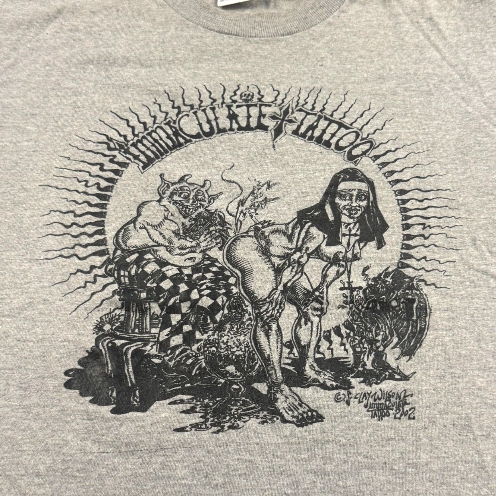 Wilson VINTAGE America's Finest Tattoo T-Shirt Mens Medium Gray Graphic Print 00s Size US M / EU 48-50 / 2 - 2 Thumbnail