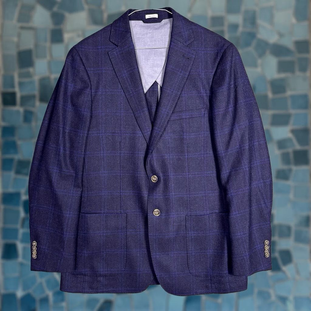 Peter Millar Peter Millar Sport Coat Men M Wool Windowpane Check Fall Soft Blue Size US M / EU 48-50 / 2 - 1 Thumbnail