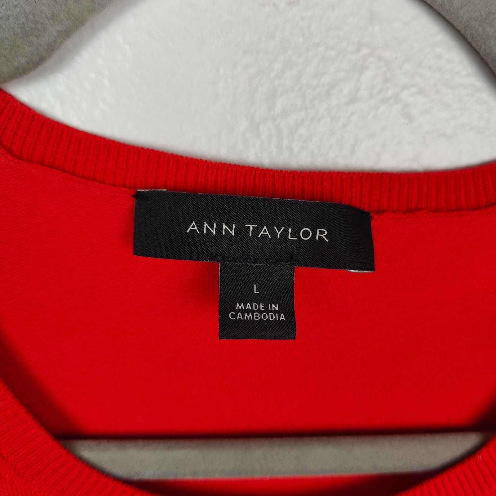 Ann Taylor Ann Taylor Short Sleeve Sweater Womens Large Red Size L / US 10 / IT 46 - 4 Thumbnail