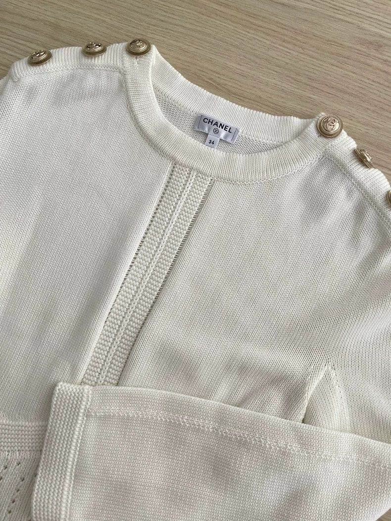 Chanel Chanel 23c cream white retro long sleeves Size XXS / US 00 / IT 34 - 4 Thumbnail