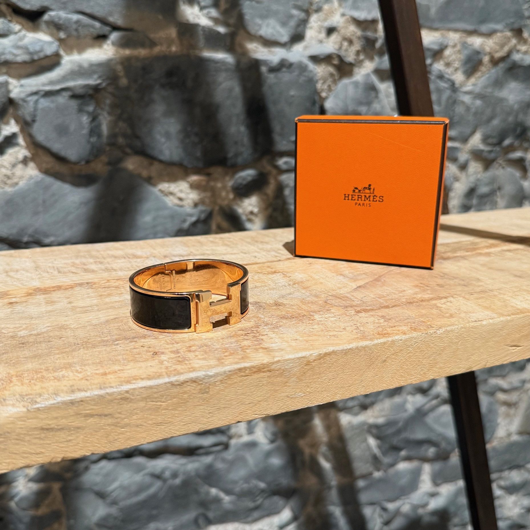 Hermes Hermès Black Enamel GHW Clic Clac H Bracelet Size ONE SIZE - 1 Thumbnail