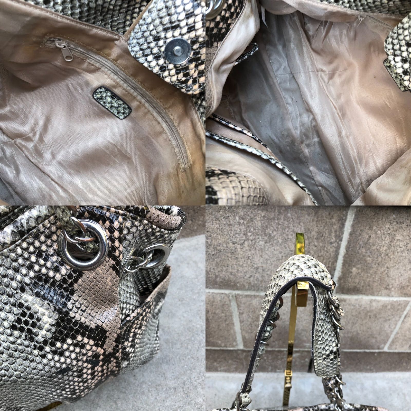 Nicole Miller NICOLE MILLER Snakeskin Hobo Purse Hand Bag Shoulder Medium Size Brown Size ONE SIZE - 8 Thumbnail