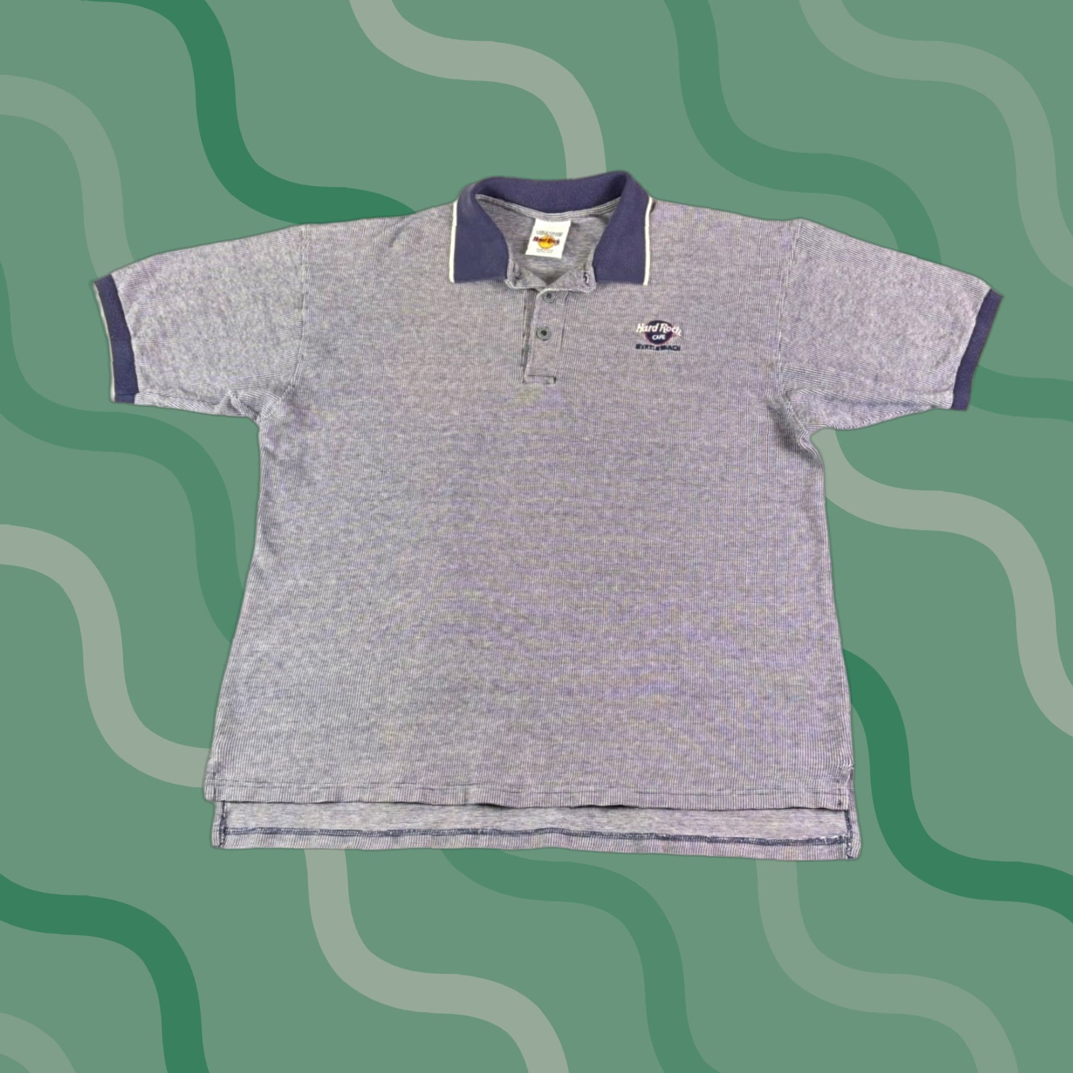 Hard Rock Cafe VINTAGE Hard Rock Cafe Myrtle Beach Polo Shirt Mens L Blue Striped 90s Classic Casual Size US L / EU 52-54 / 3 - 1 Thumbnail