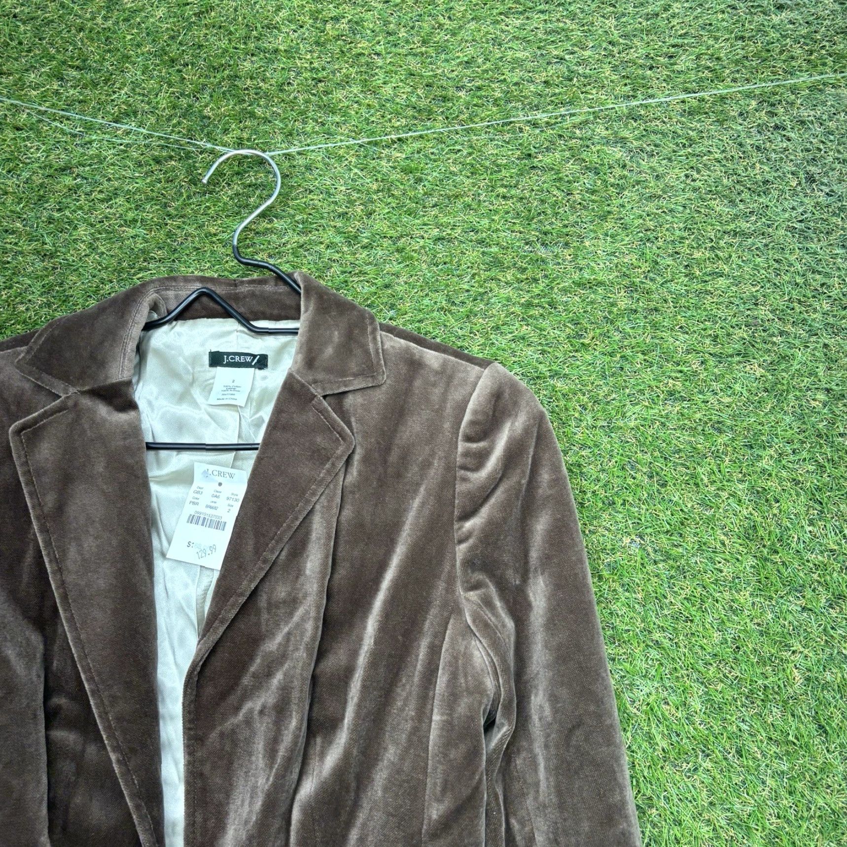 J.Crew J.CREW Blazer Womens 2 Brown Velvet Velour Surgeon Cuffs Suede Preppy 90s NWT Size XS / US 0-2 / IT 36-38 - 3 Thumbnail