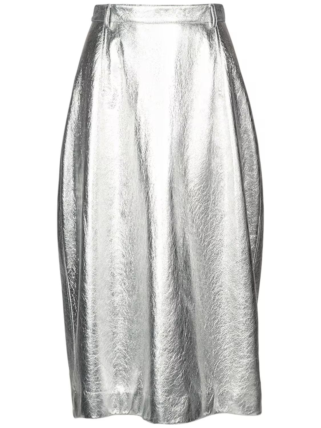 Balenciaga o1y0625 Midi Skirt in Silver Size 28" / US 6 / IT 42 - 1 Thumbnail
