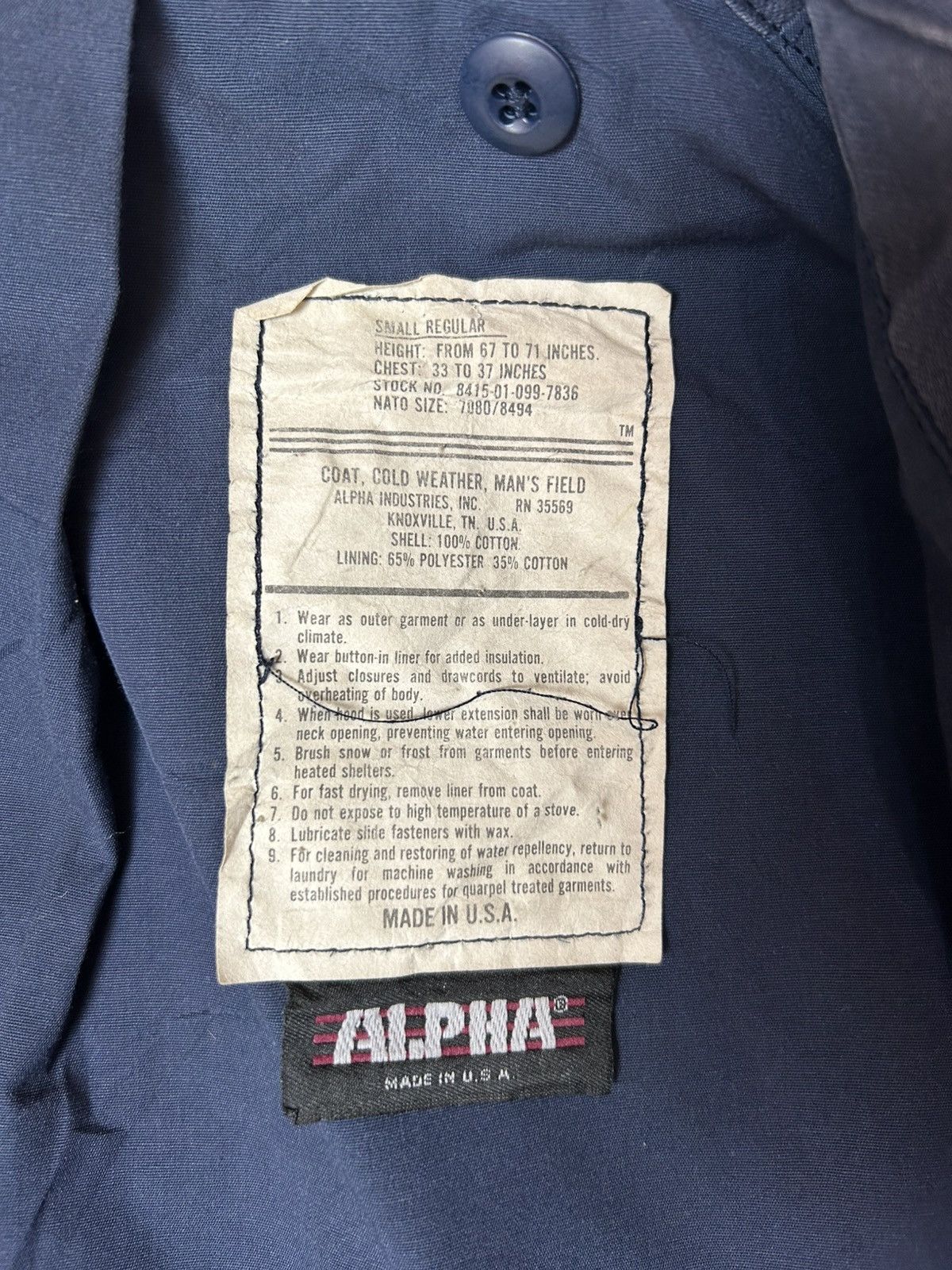 Alpha Industries × Vintage VINTAGE ALPHA INDUSTRIES M65 MILITARY JACKET Size US S / EU 44-46 / 1 - 6 Thumbnail