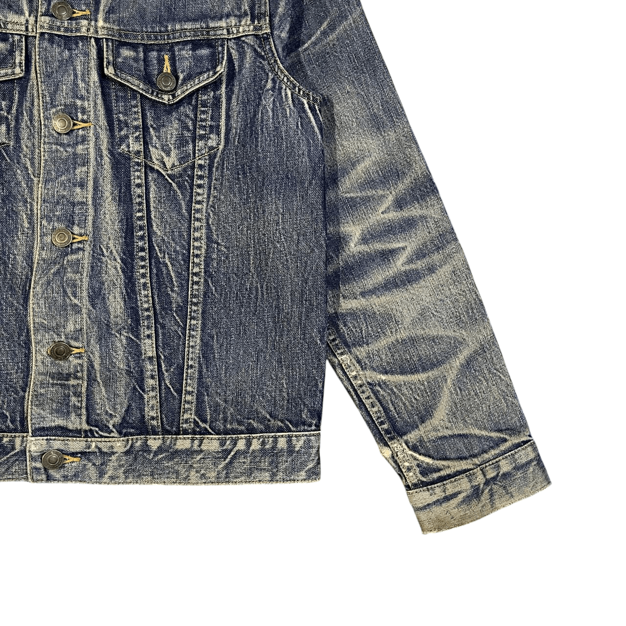 Japanese Brand Vintage PreLina Distressed Denim Jacket Size US L / EU 52-54 / 3 - 4 Thumbnail