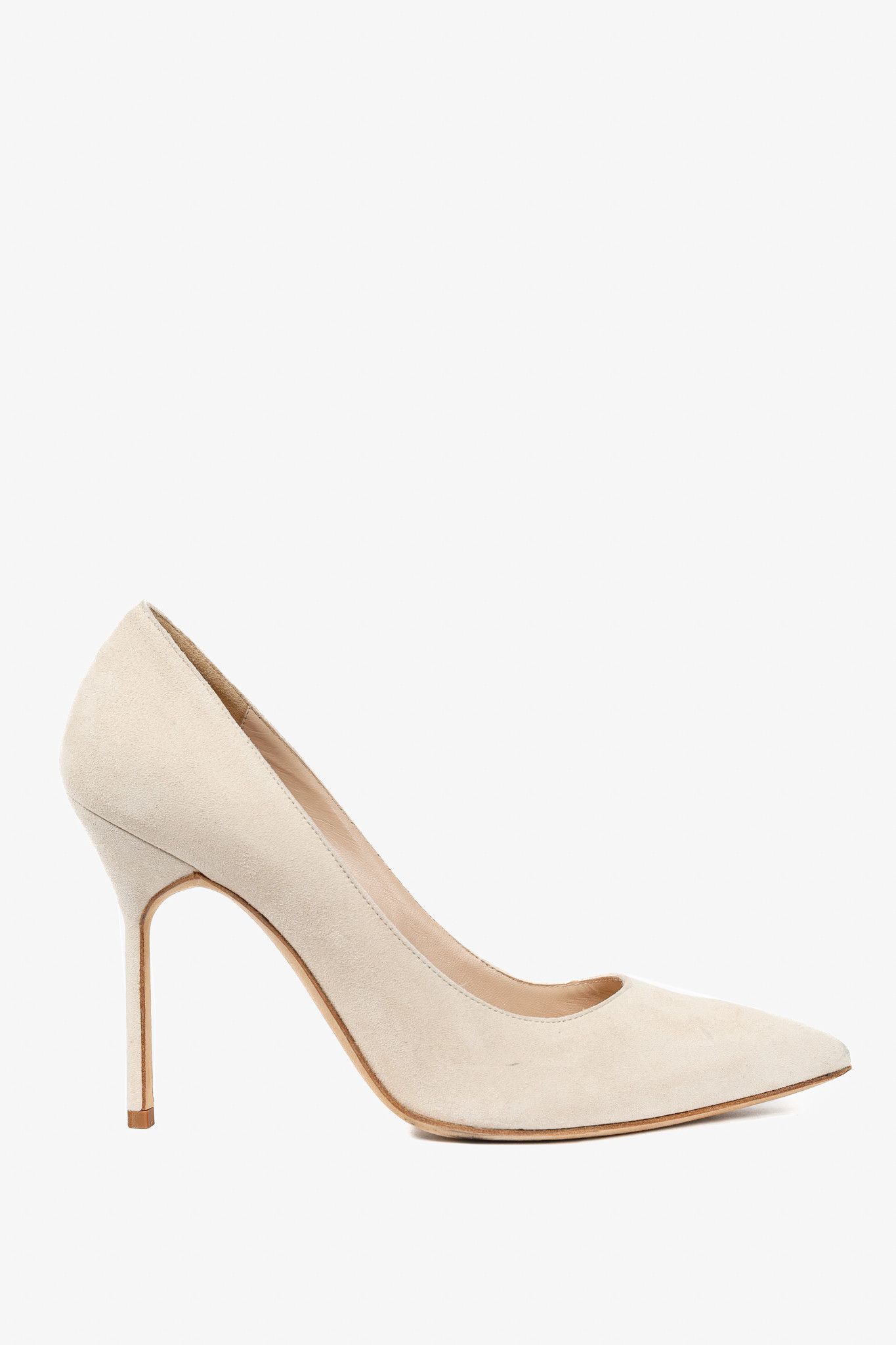 Manolo Blahnik Manolo Blahnik BB Beige Suede Pointed-Toe Pumps Size US 7 / IT 37 - 1 Thumbnail