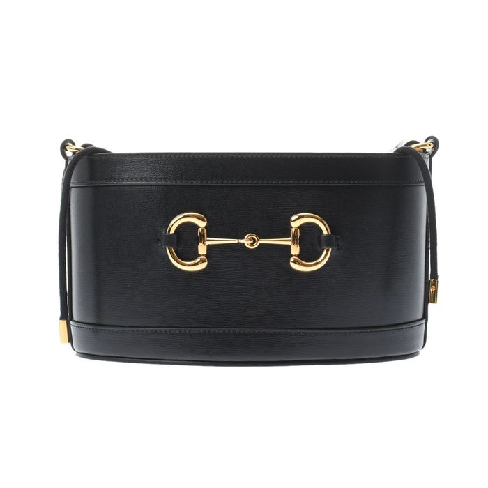 Gucci Gucci Bucket Horsebit Beige Black Gold Hardware Canvas Calf Shoulder Bag Grailed