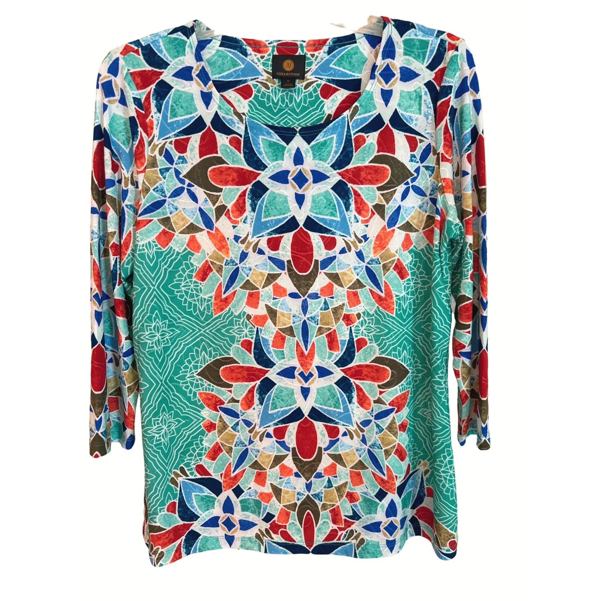 JM Collection JM Collection Womens Multicolor Floral Print Top Medium Size M / US 6-8 / IT 42-44 - 1 Thumbnail