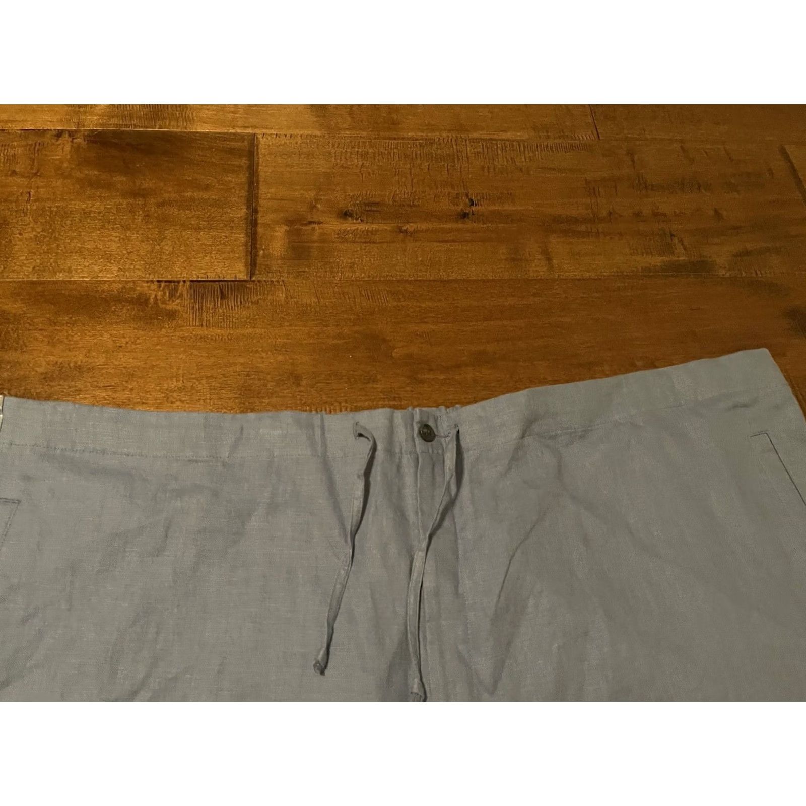 Vintage Paul Fredrick 100% Linen French Blue Drawstring Cuffed Pants Mens 52x30 New Size US 36 / EU 52 - 4 Thumbnail