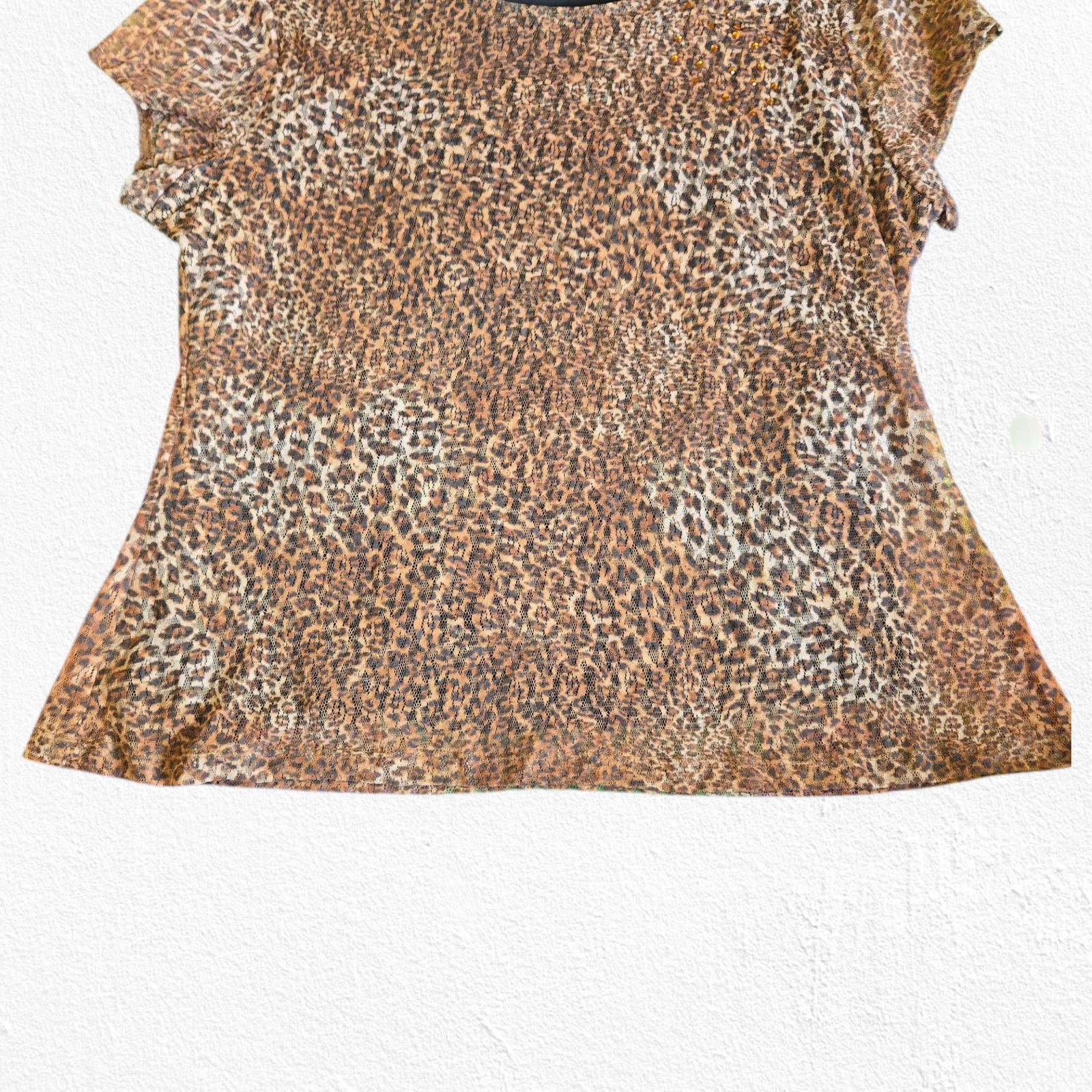 Vintage Y2K Animal Print Lace Overlay USA Made Blouse Size XL Size XL / US 12-14 / IT 48-50 - 6 Thumbnail