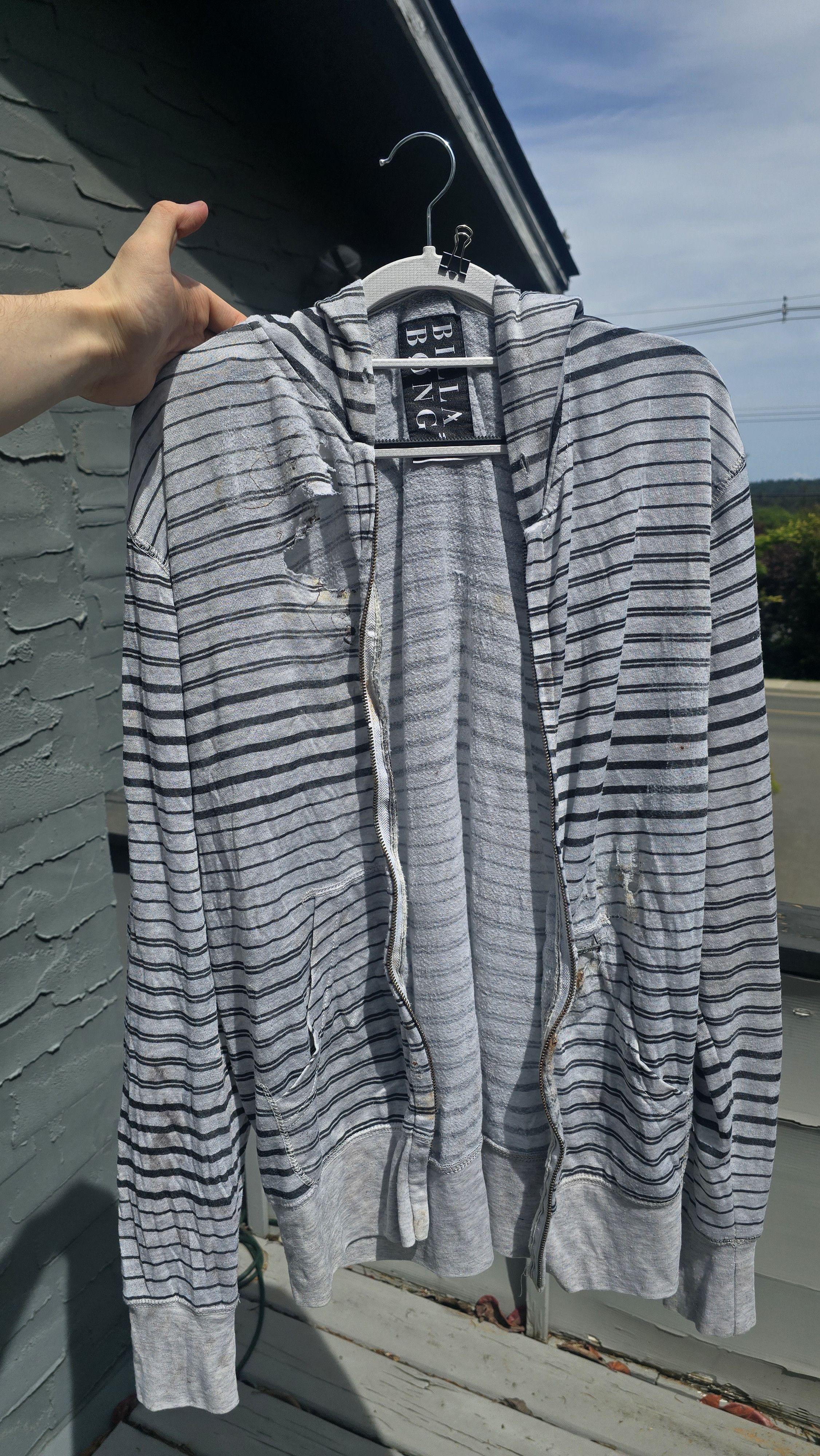 Billabong 1990s vintage billabong thrashed distressed striped hoodie Size US M / EU 48-50 / 2 - 1 Thumbnail