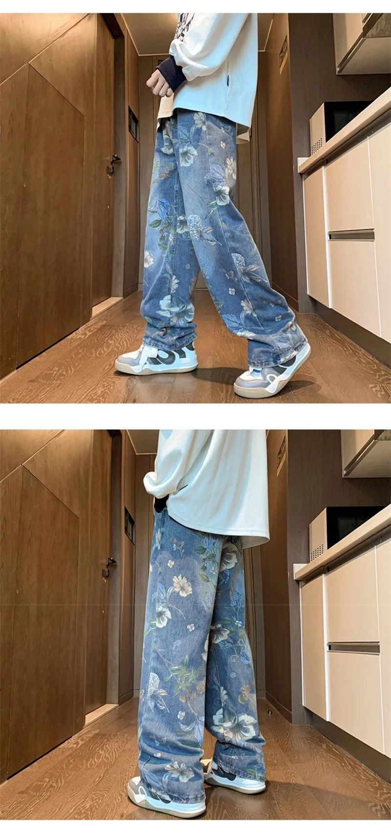 Other Autumn Floral Printed Jeans For Men Size US 29 - 2 Thumbnail