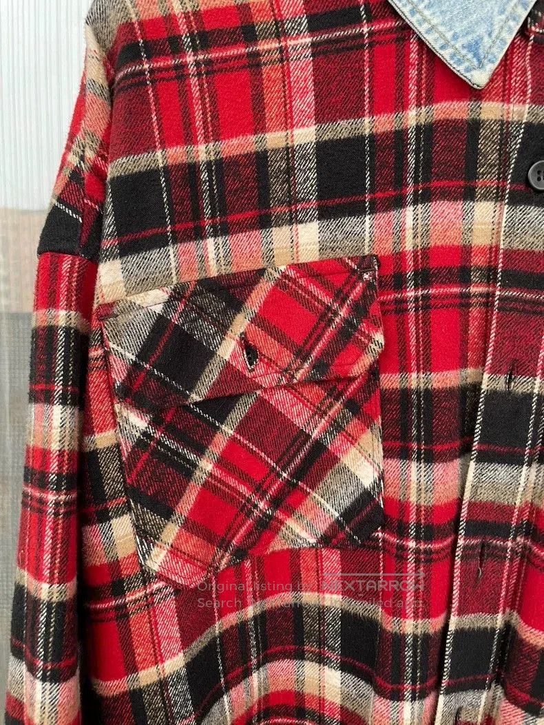 Fear of God FOG Season 5 Red Plaid Denim Collar Shirt. Size US M / EU 48-50 / 2 - 6 Thumbnail