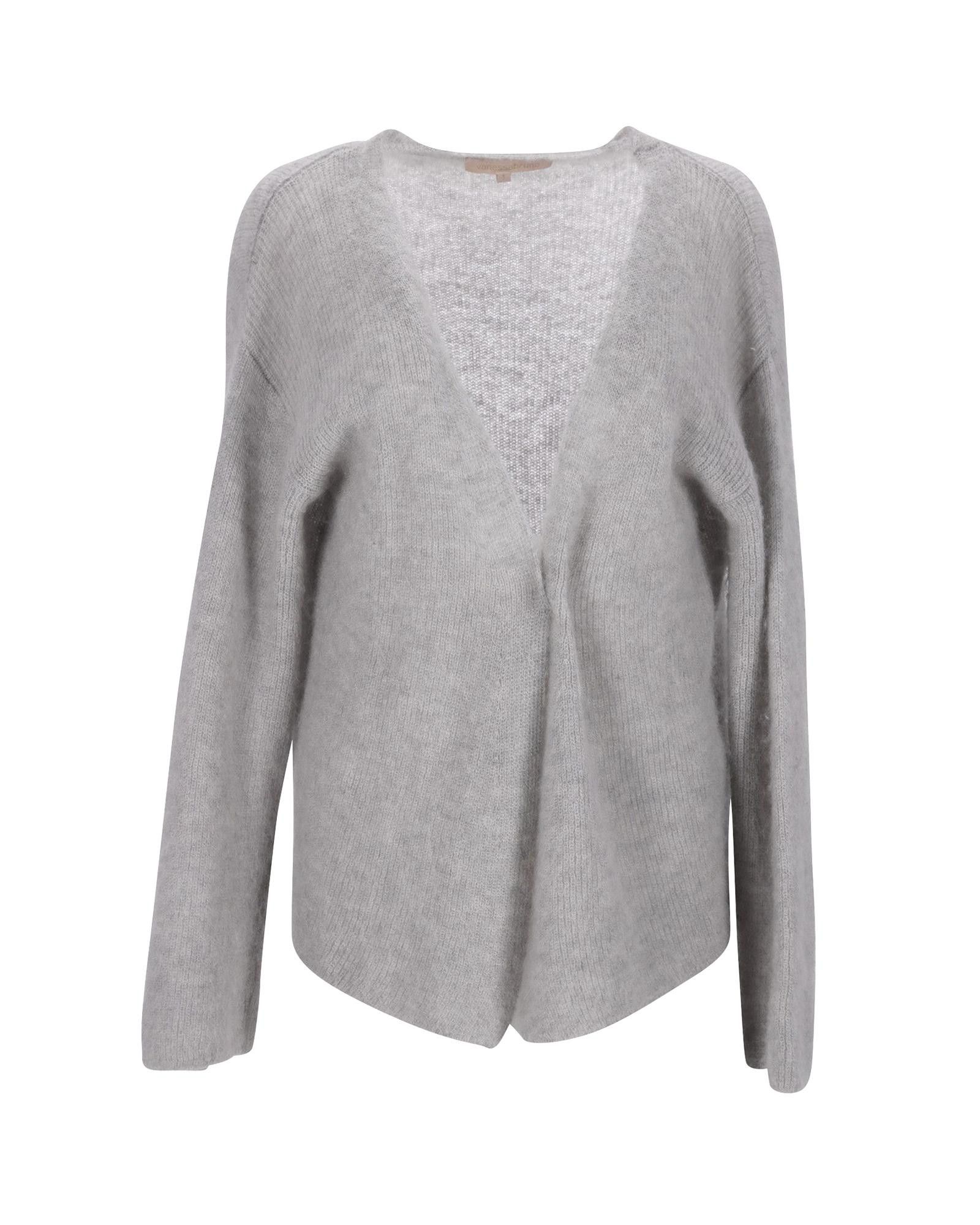 image of Vanessa Bruno Luxury Mohair Alpaca Cardigan in Grey, Women's (Size Small)