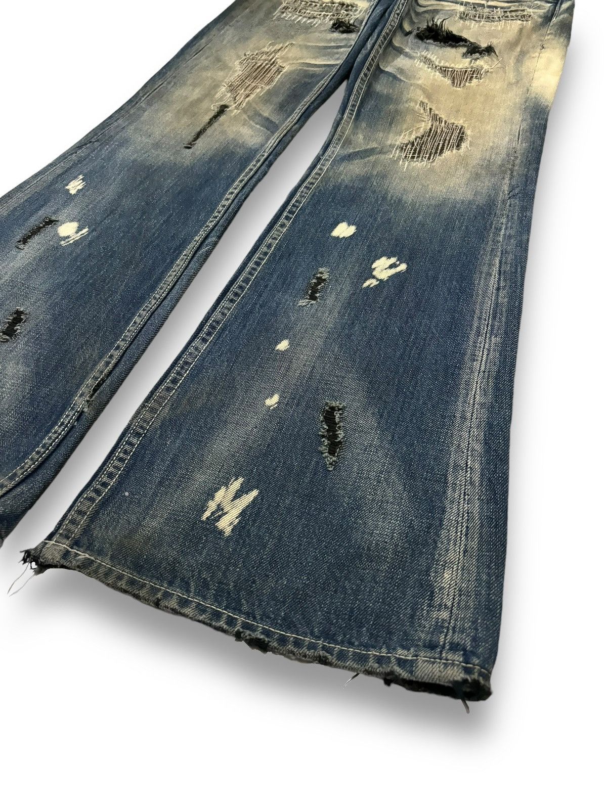 If Six Was Nine Vintage Army of NO! Patched Distressed Flare Grunge Jeans Size US 30 / EU 46 - 13 Thumbnail