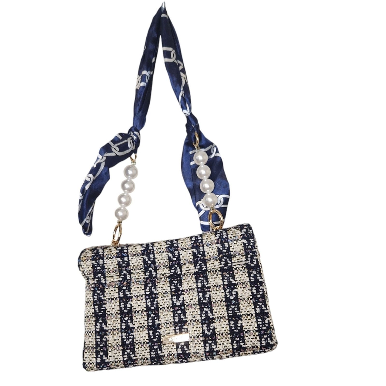 Aldo Aldo Promenade Mini Tweed Navy Scarf Bag Size ONE SIZE - 10 Thumbnail