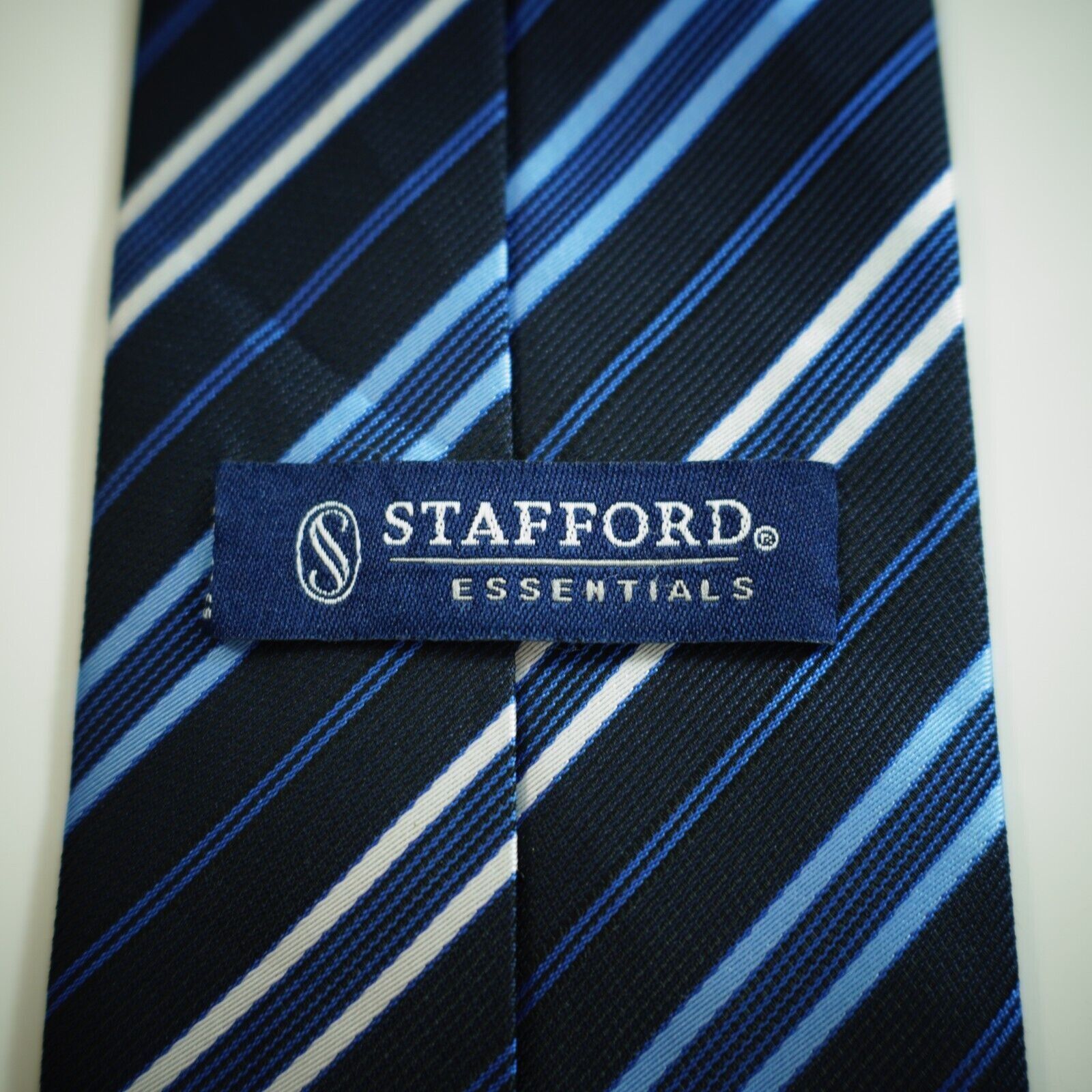 Stafford Stafford Essentials Blue Striped Woven Silk Tie Size ONE SIZE - 3 Thumbnail