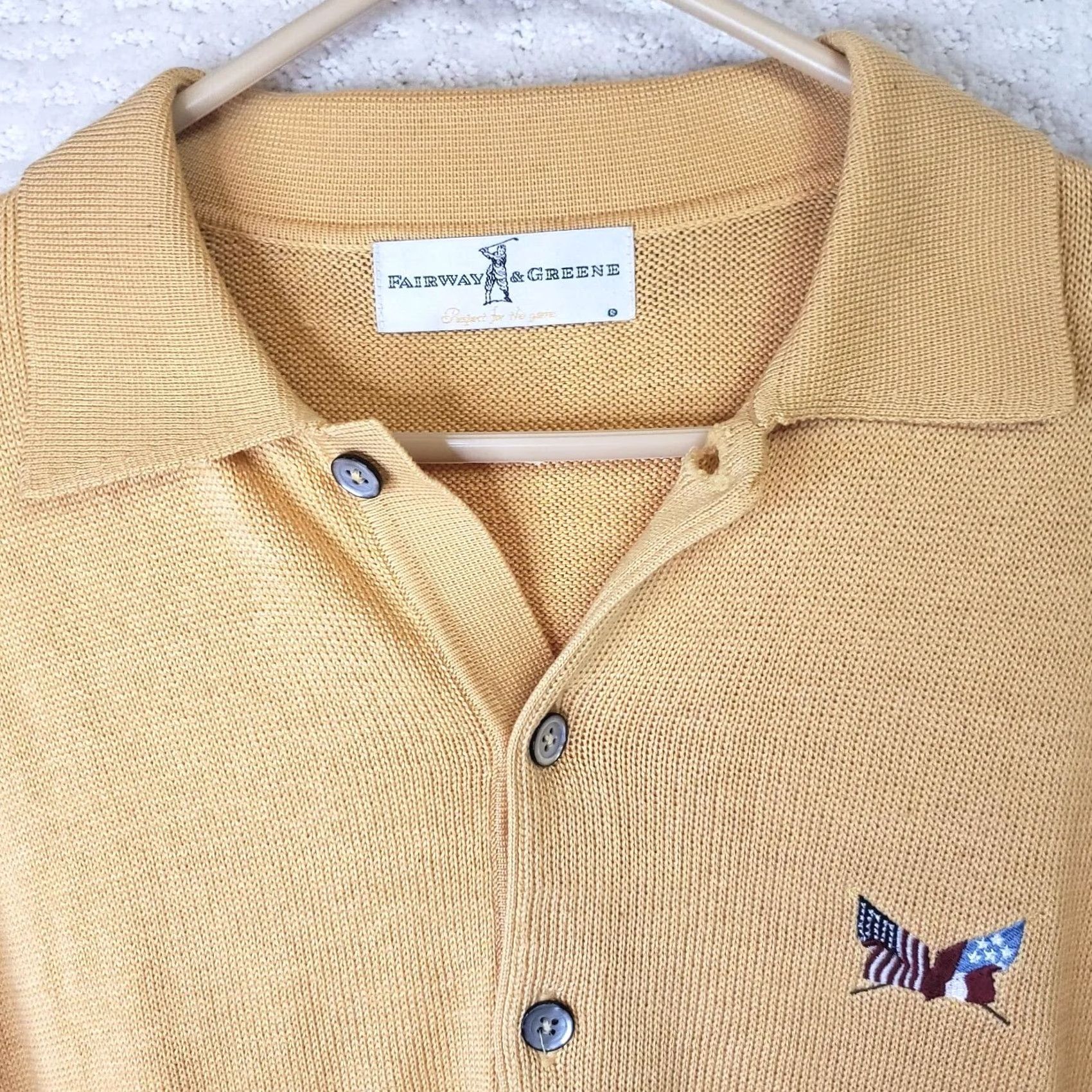 Vintage VINTAGE Fairway & Greene Pima Cotton Sweater Shirt L Men Yellow Collared US Flags Civil War Era Pullover Knit Lightweight Regular Ed. Size US L / EU 52-54 / 3 - 4 Thumbnail