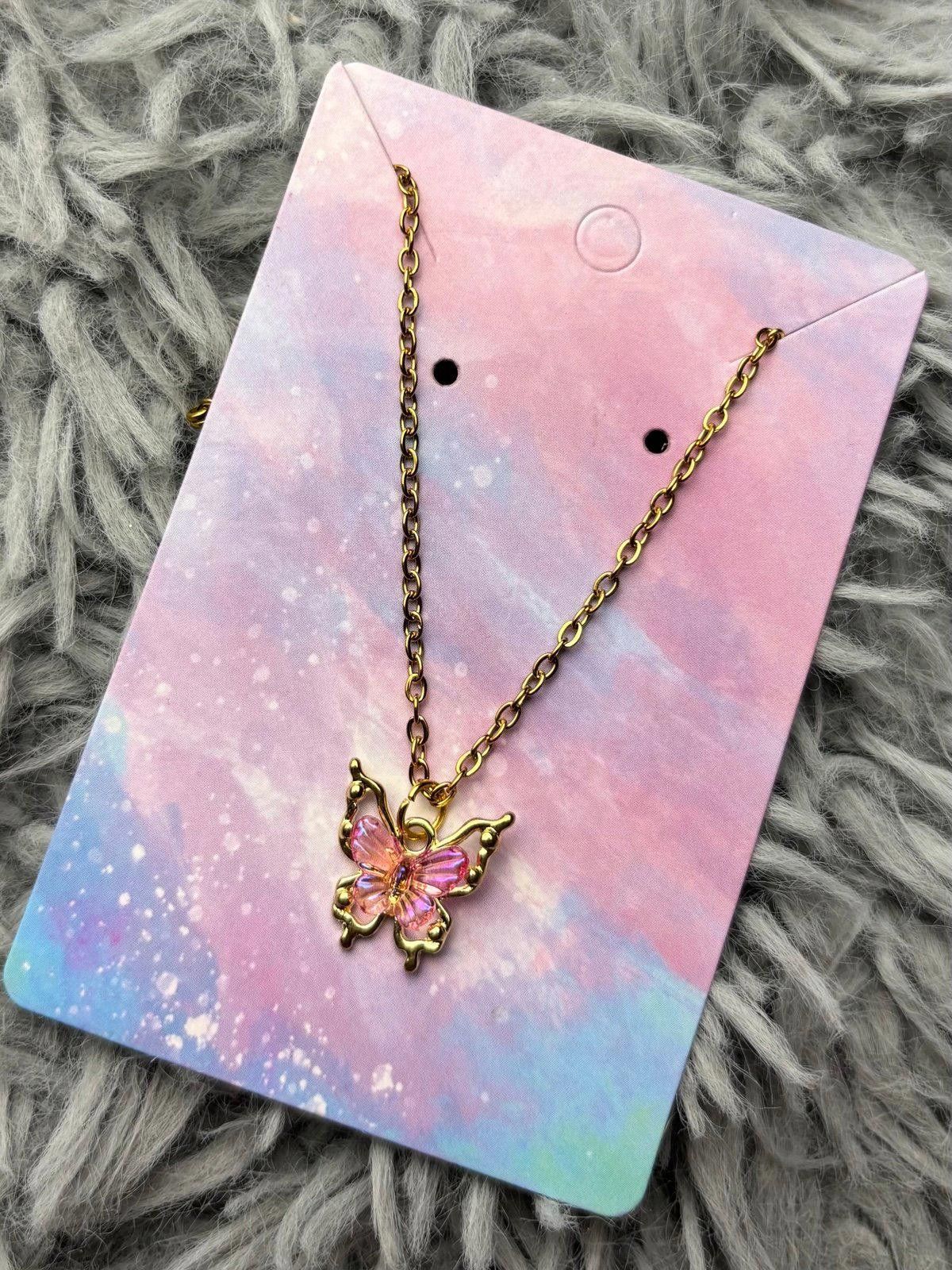 Handmade Butterfly necklace pink Size ONE SIZE - 1 Preview