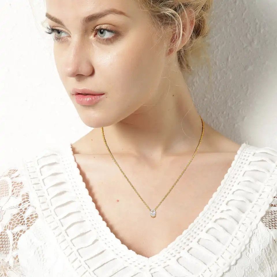 Other Dainity Waterdrop Oval Cubic Zirconia Stone Necklace Size ONE SIZE - 3 Thumbnail