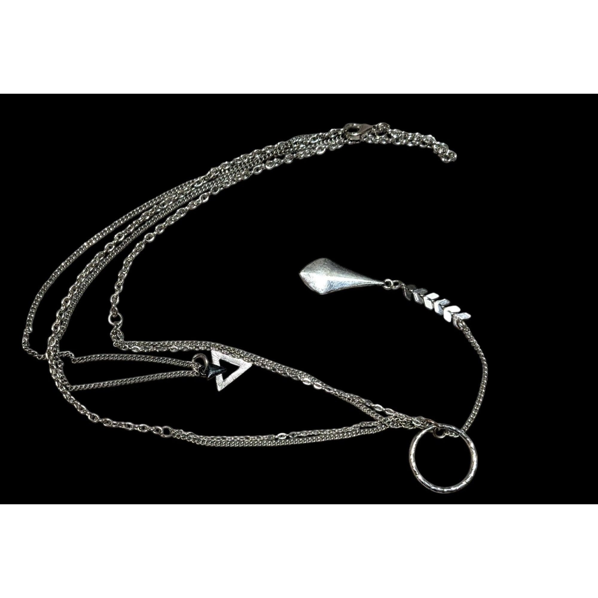 Other Multilayer Geometric Silver Tone Charm Necklace Size ONE SIZE - 1 Thumbnail