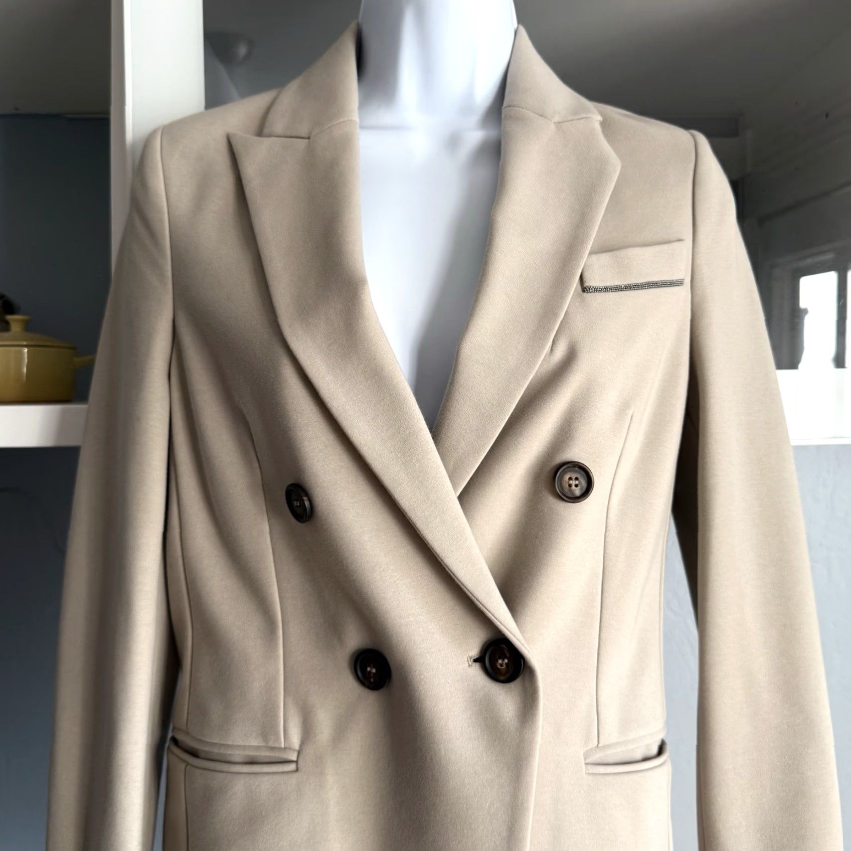 Brunello Cucinelli Brunello Cucinelli Blazer Jacket Double Breasted Cotton Blend Ivory 36 / US 0 Women Blazer Size XS / US 0-2 / IT 36-38 - 3 Thumbnail
