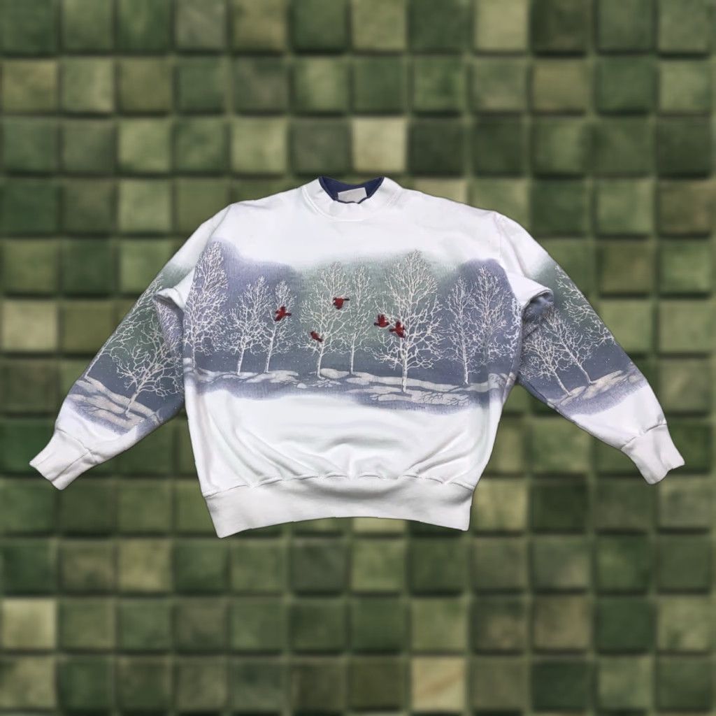 Vintage VINTAGE Art Unlimited Winter Wrap Around Graphic Grandma Sweatshirt Womens Small Size S / US 4 / IT 40 - 1 Thumbnail