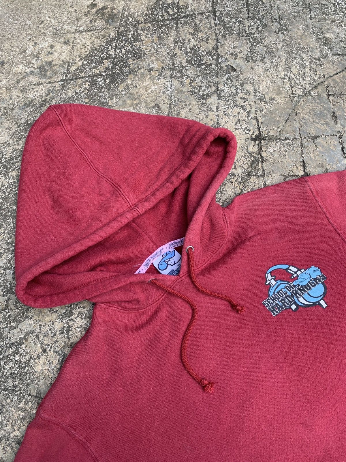 Japanese Brand × Vintage y2k School of Hard Knocks DJ Hip Hop Burgundy Graphic Hoodie Size S / US 4 / IT 40 - 10 Thumbnail