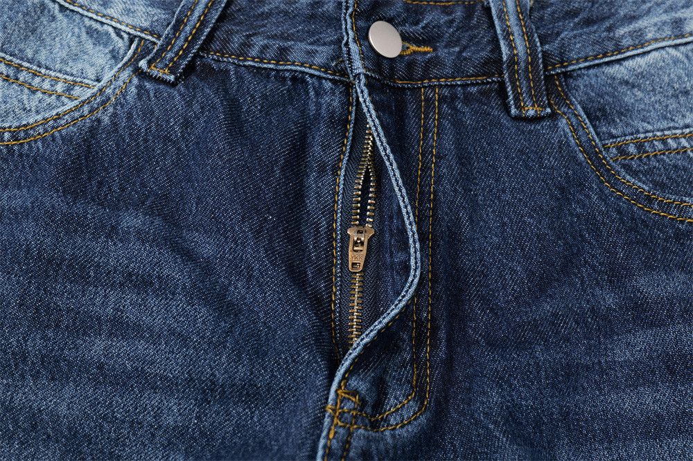 Japanese Brand × Jean Men's trendy street split stitching contrast color jeans Size US 32 / EU 48 - 4 Thumbnail