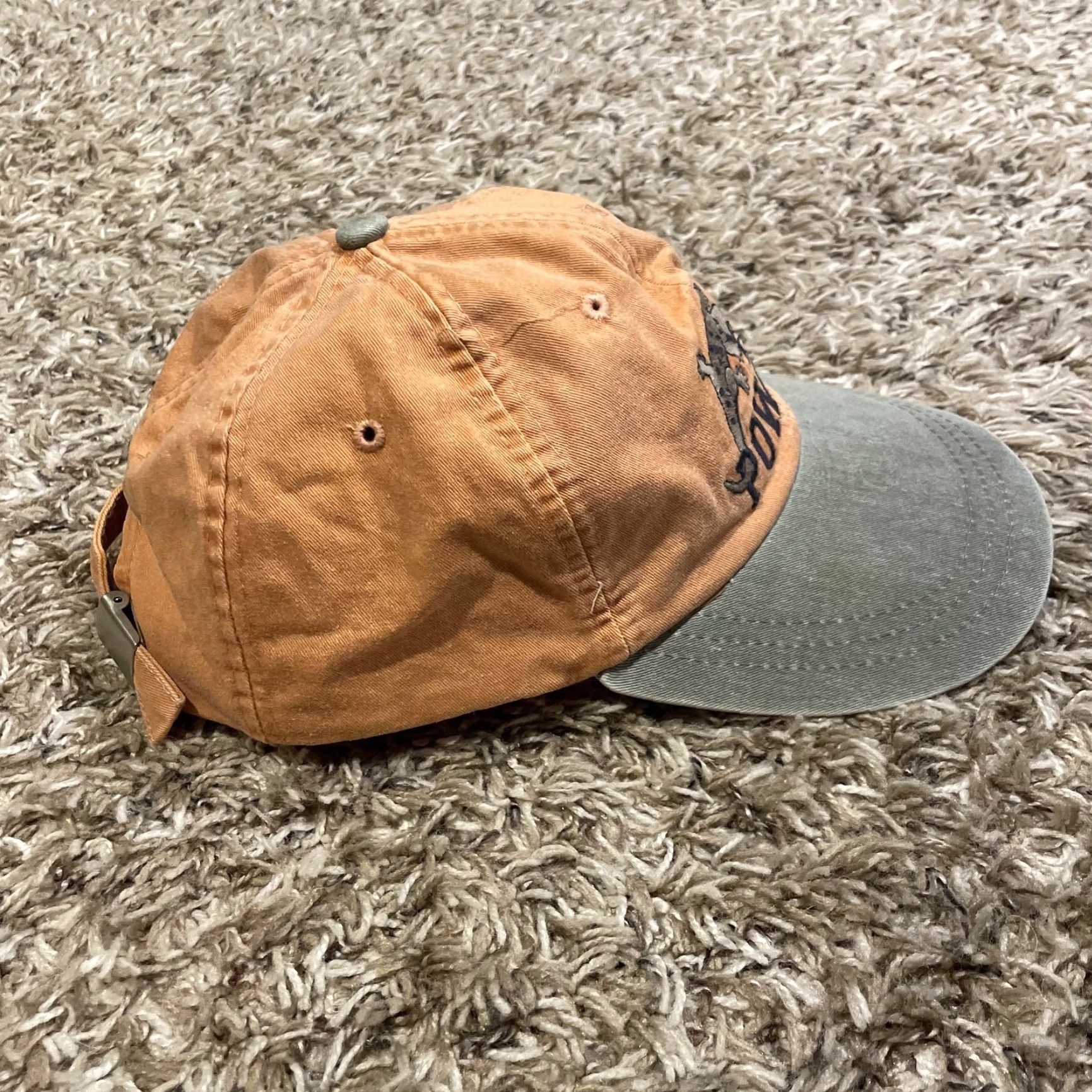 Vintage VINTAGE Lake Powell Hat Strap Back Orange Tan Embroidered Lizard Outdoors Mens Cap OSFM Adjustable Cotton Canvas Size ONE SIZE - 6 Thumbnail