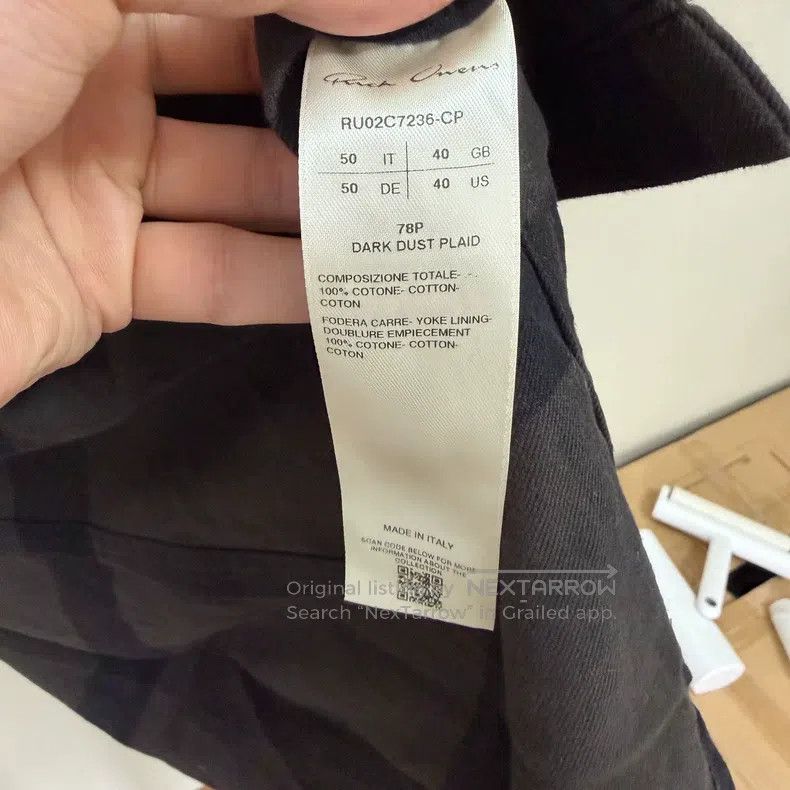 Rick Owens Rick Owens Gingham Pointed Collar Chest Pocket Long Sleeve Size US L / EU 52-54 / 3 - 6 Thumbnail