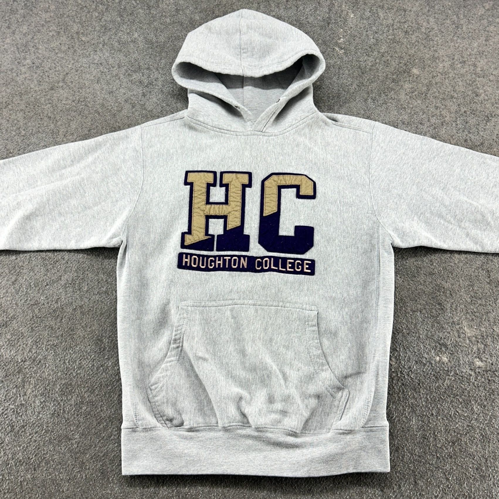 Vintage Houghton College Hoodie Mens S Gray Pro Weave Pullover Hooded Sweatshirt Regular Size College USA Logo Sweatshirt Size US S / EU 44-46 / 1 - 3 Thumbnail