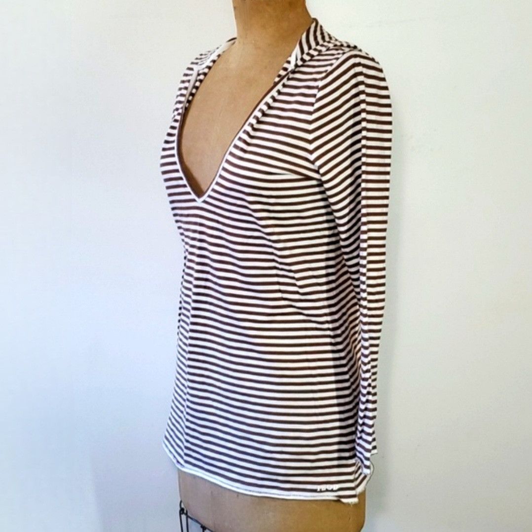 Izod Izod Size M Top Long Sleeve T-Shirt Stripe Brown White Hood Size M / US 6-8 / IT 42-44 - 3 Thumbnail