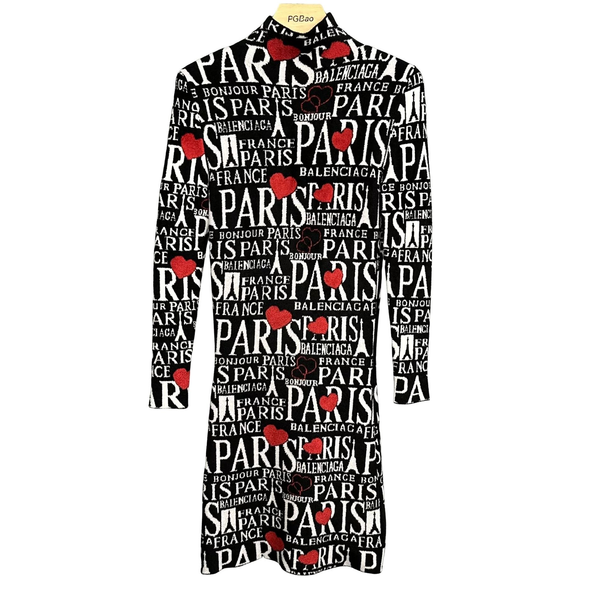 Balenciaga Balenciaga Heart Paris All-Over Print Knit Dress M Size M / US 6-8 / IT 42-44 - 1 Thumbnail