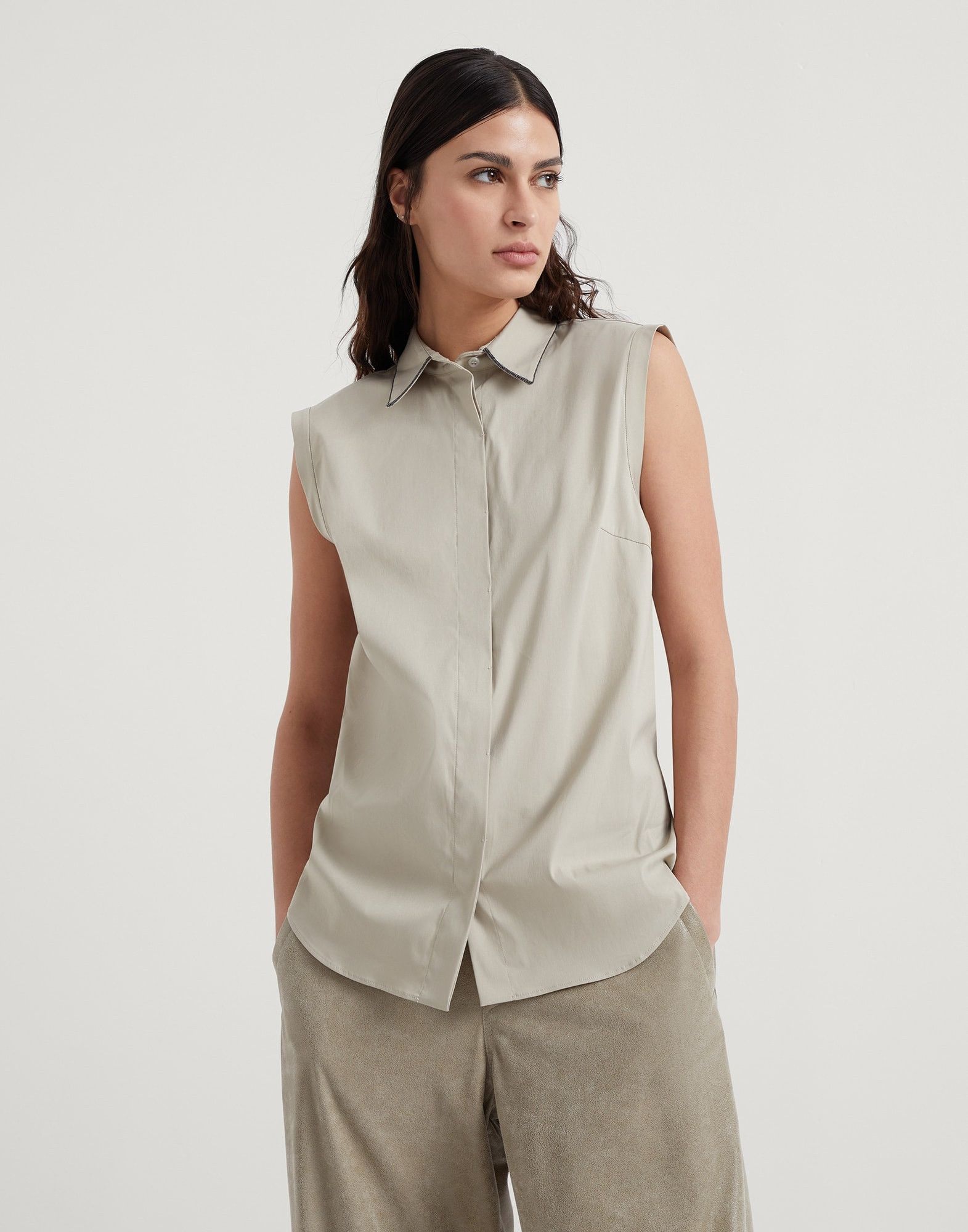 Brunello Cucinelli o1w1db10825 Blouse in Open Green Size L / US 10 / IT 46 - 1 Thumbnail