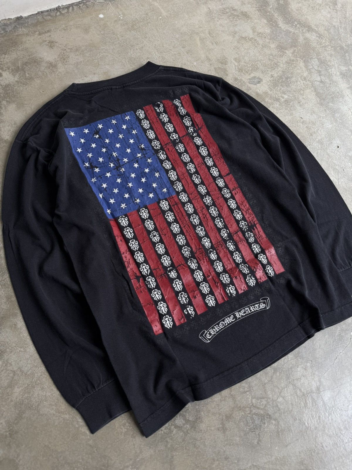 Chrome Hearts Chrome Hearts USA Flag Long Sleeve tshirt/Black Size US M / EU 48-50 / 2 - 8 Thumbnail