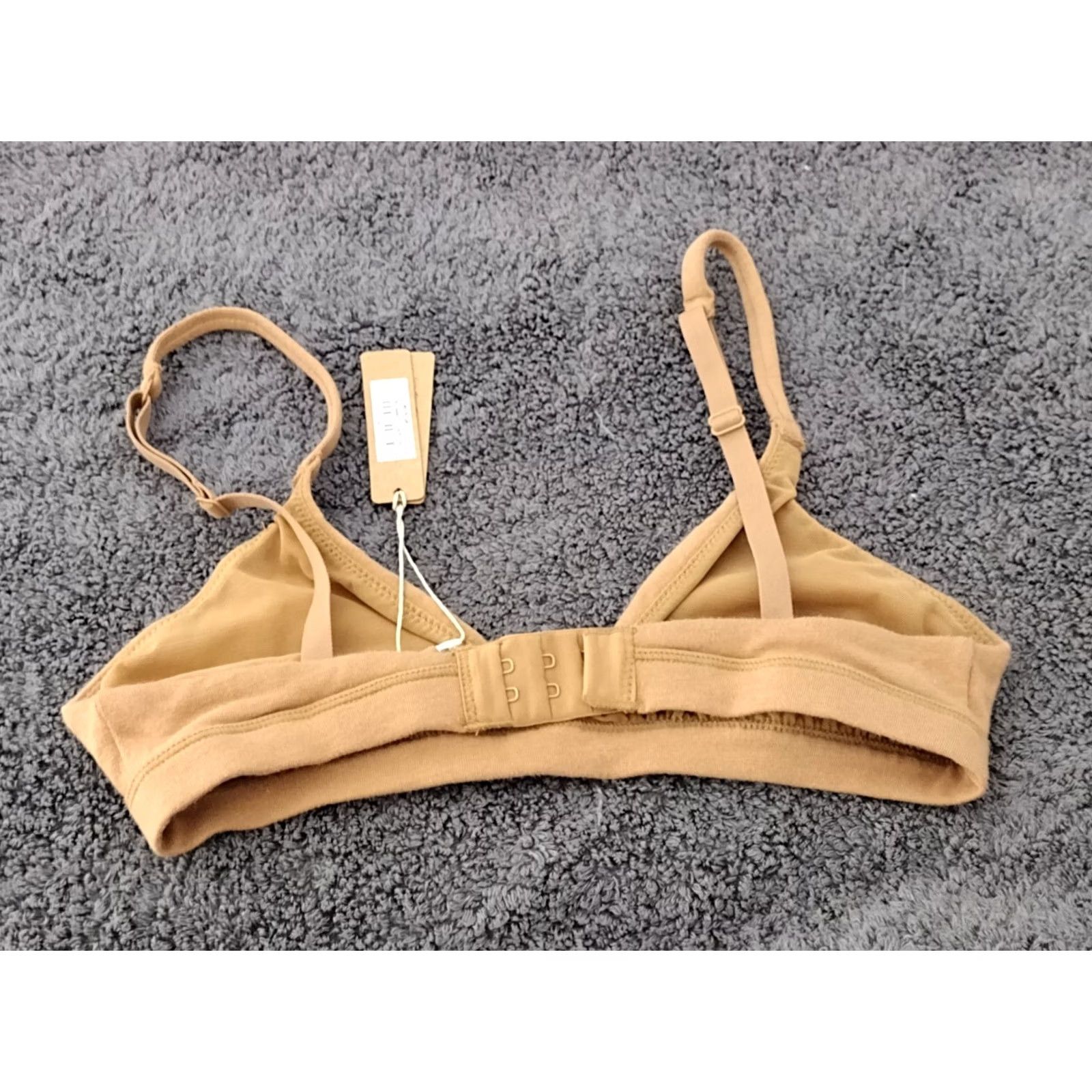 SKIMS SKIMS Triangle Bralette Women XXS Camel Cotton Jersey Wireless Adjustable Strap Solid 2XS BRA Size ONE SIZE - 2 Thumbnail