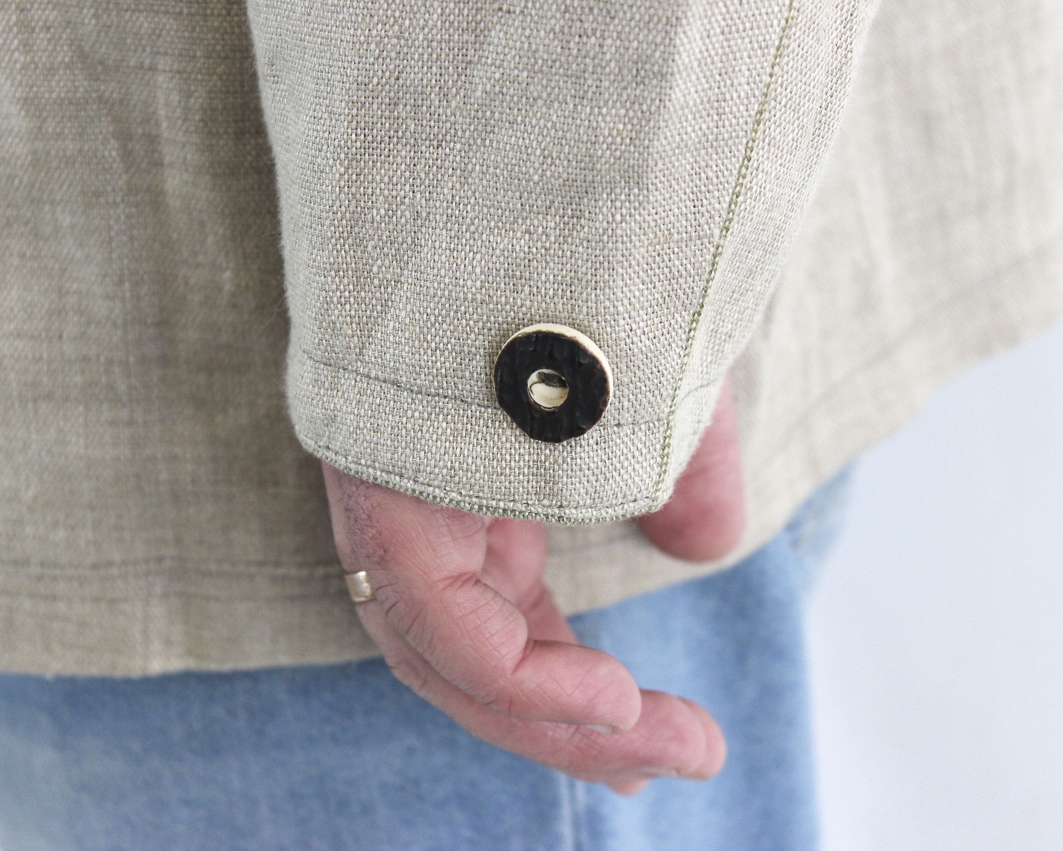 Vintage TOFANA US 44S Linen Ethnic Blazer Coat Tracht Jacket Jager L Size 44S - 5 Thumbnail