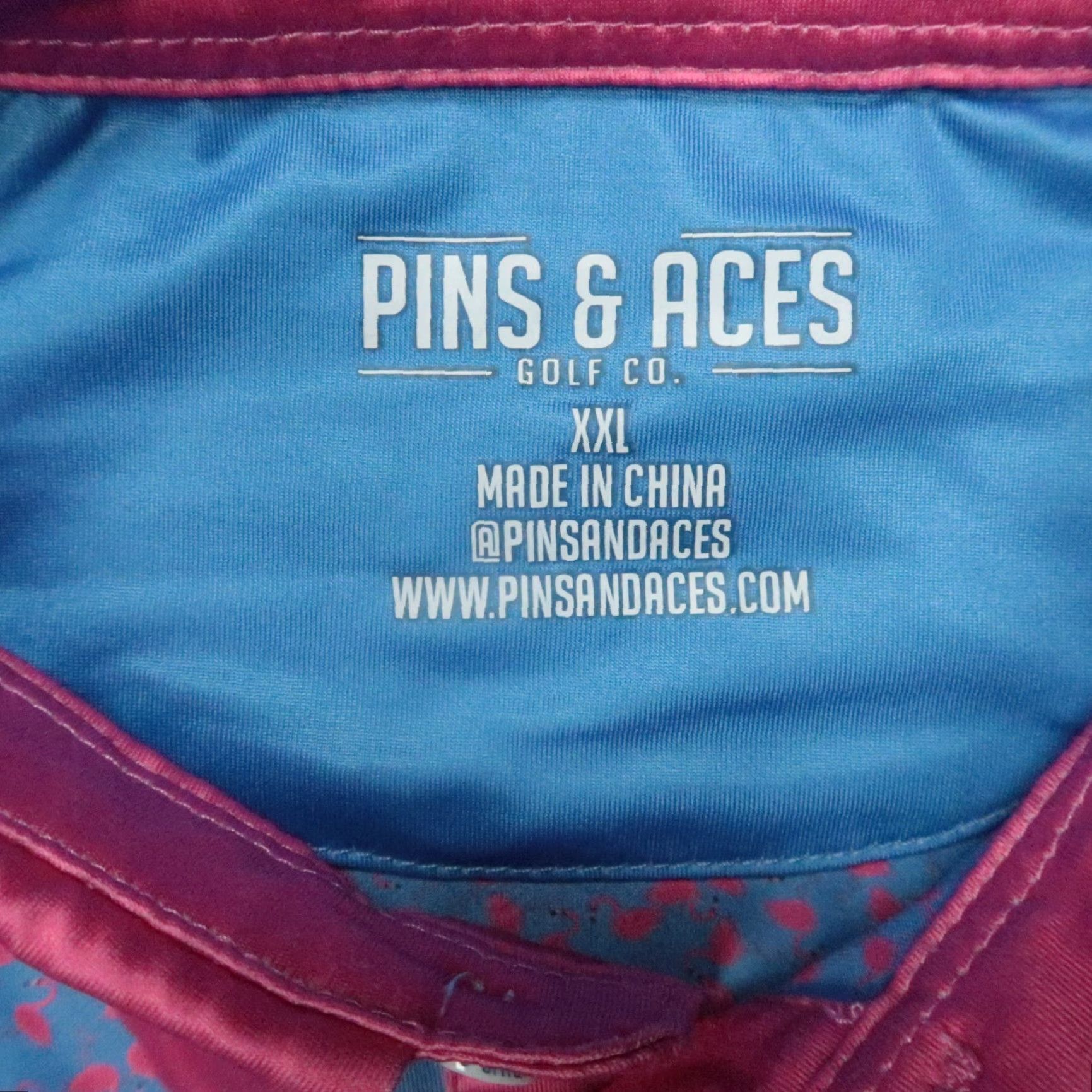 Vintage Pins & Aces Shirt Mens XXL Blue Flamingos PerformancePolo Golf Shirt Size US XXL / EU 58 / 5 - 3 Thumbnail