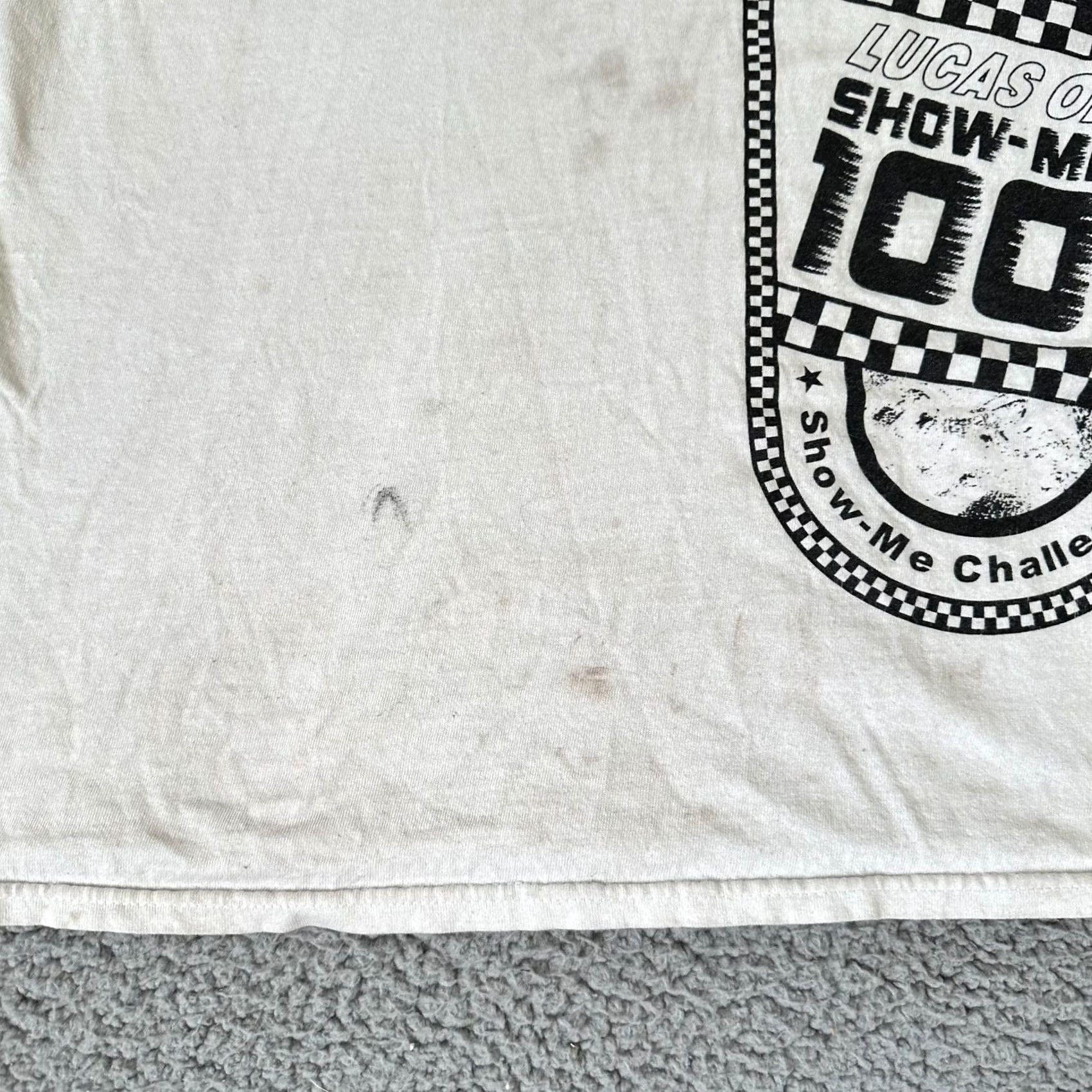 Gildan VINTAGE Lucas Oil Shirt Mens Large White 90s Motors Racing Show Me Challenge Shirt Mens L White 90s Motors Racing Size US L / EU 52-54 / 3 - 3 Thumbnail