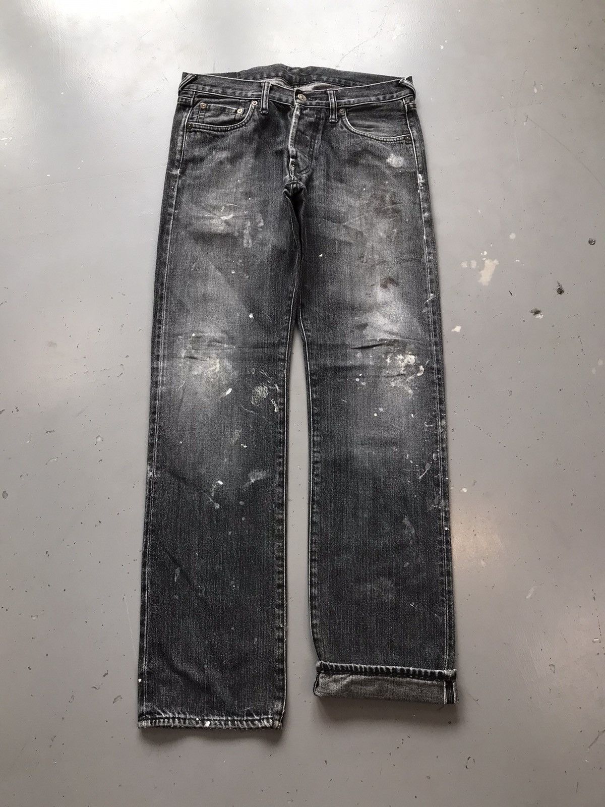 Japanese Brand × Vintage Vintage Evisu inspired salvage paint splatter skinny denim Size US 32 / EU 48 - 1 Thumbnail