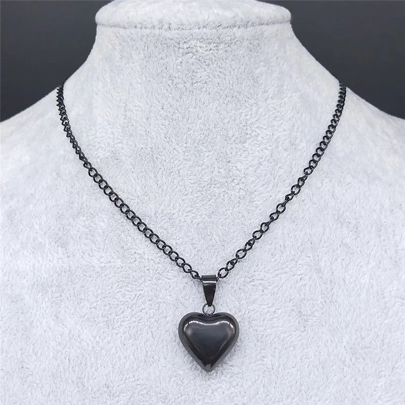Jewelry Gothic Heart Star Stainless Steel Necklace Size ONE SIZE - 2 Thumbnail