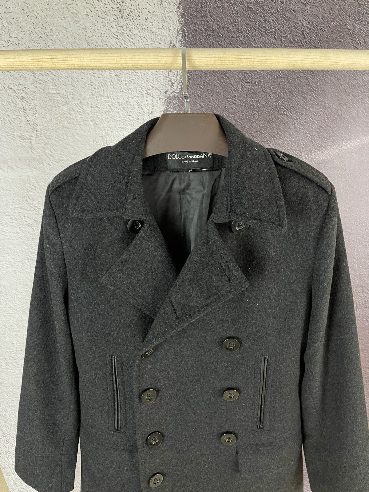 Dolce & Gabbana Dolce & Gabbana wool double breasted overcoat leather trim Size US L / EU 52-54 / 3 - 4 Thumbnail