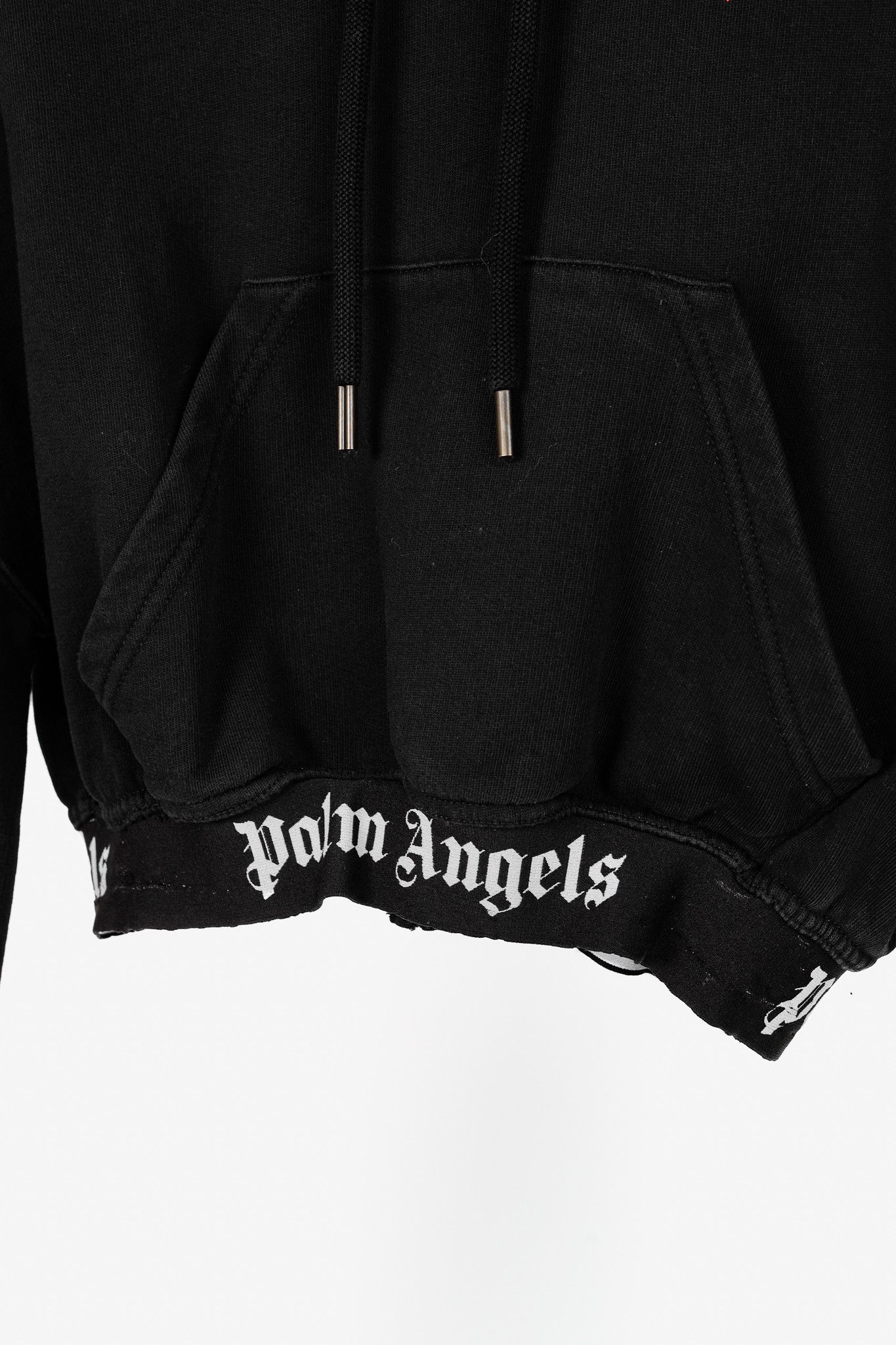 Palm Angels Palm Angels Summer 2019 Black Cropped Logo Print Hoodie Size S / US 4 / IT 40 - 8 Thumbnail