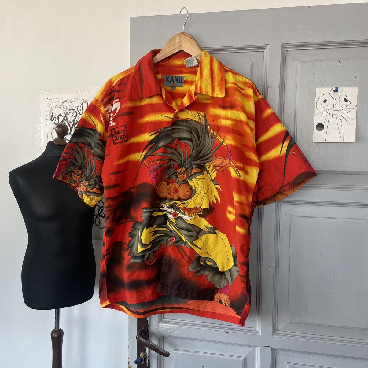 Japanese Brand × Vintage Vintage 90's Shodown Samuri Goku Anime Single Stitch Shirt Size US S / EU 44-46 / 1 - 1 Thumbnail